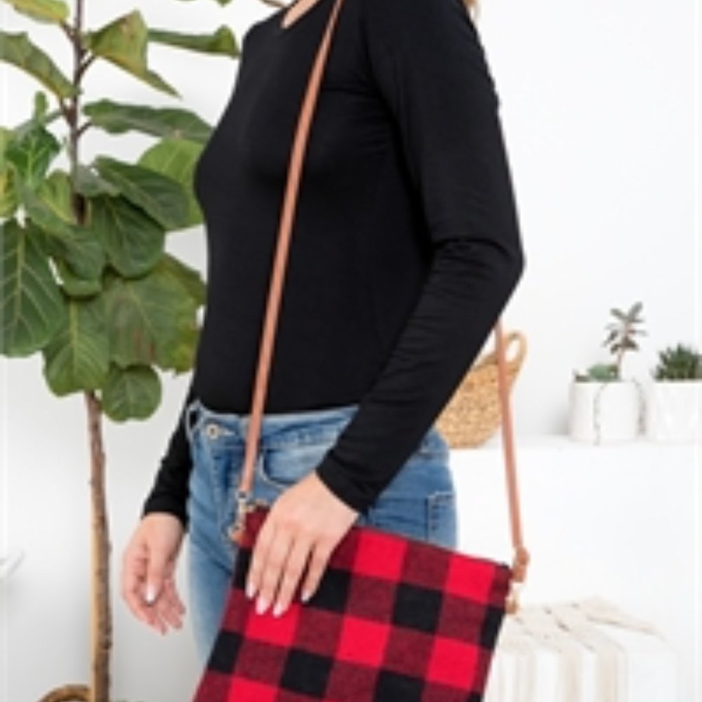 Buffalo Plaid Cross Body & Wristlet Bag